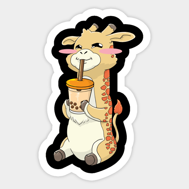 Giraffe Bubble Tea Boba Drink Kawaii Cute Sticker by KAWAIITEE